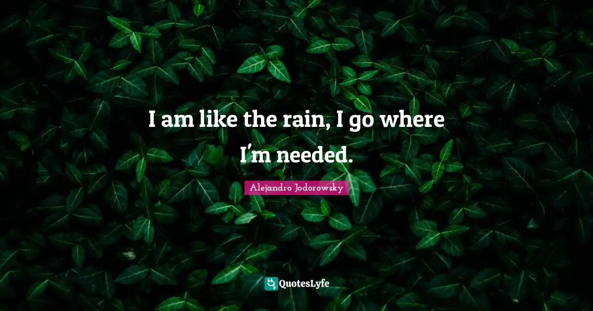 I am like the rain, I go where I'm needed.