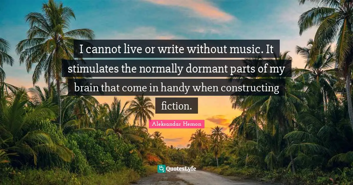 I cannot live or write without music. It stimulates the normally dormant parts of my brain that come in handy when constructing fiction.
