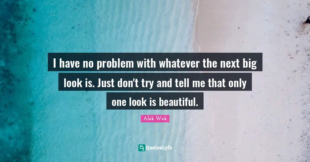 I have no problem with whatever the next big look is. Just don't try and tell me that only one look is beautiful.