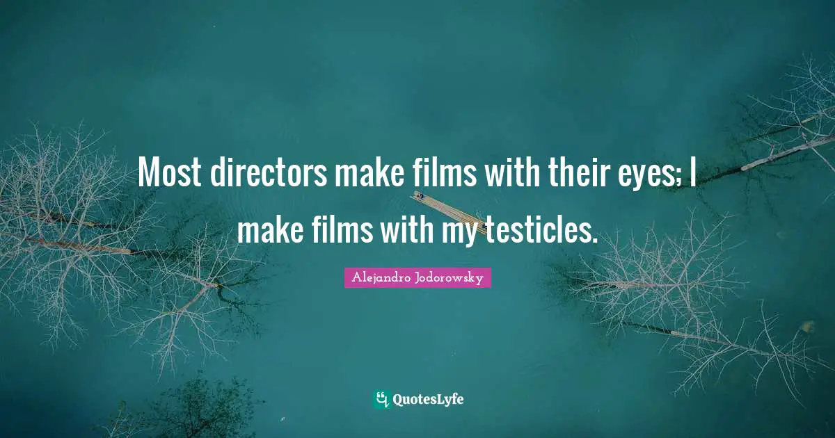 Most directors make films with their eyes; I make films with my testicles.