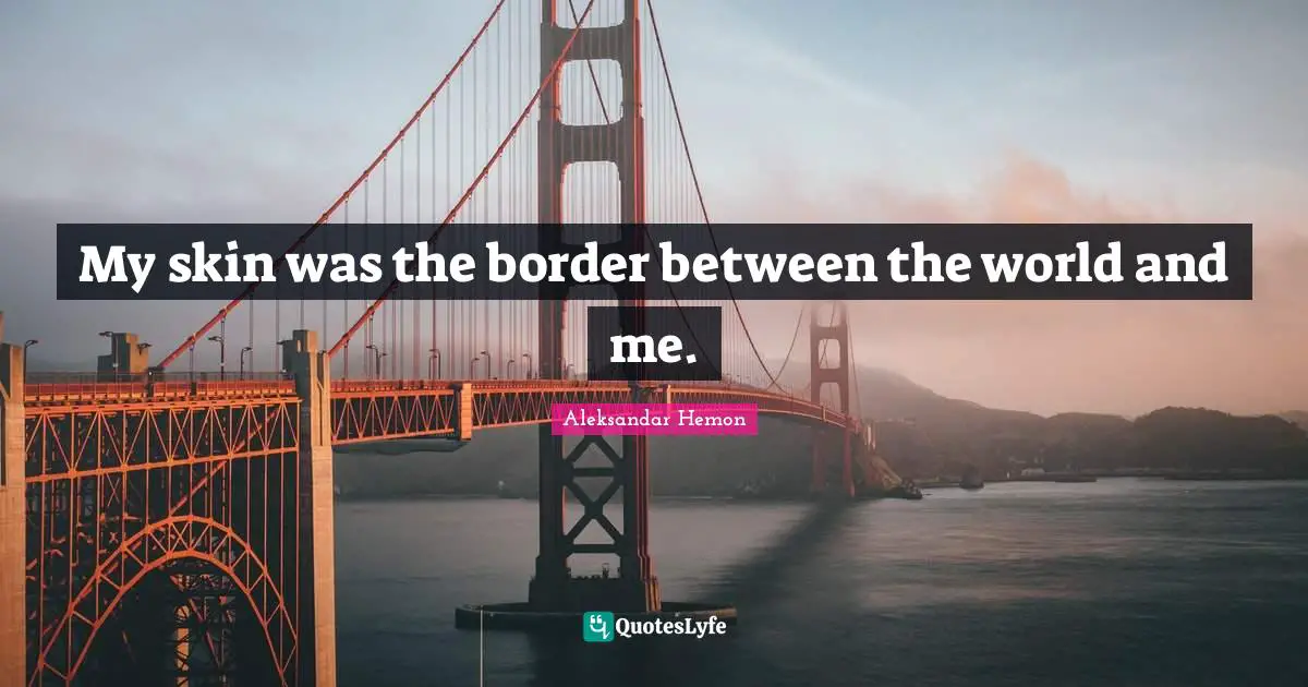 My skin was the border between the world and me.