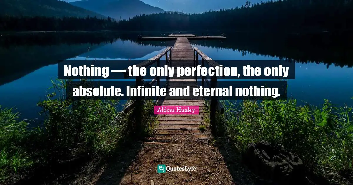 Nothing — the only perfection, the only absolute. Infinite and eternal nothing.