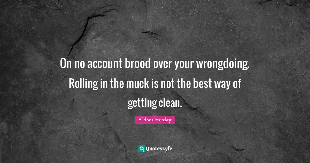Clean Quotes: "On no account brood over your wrongdoing. Rolling in the muck is not the best way of getting clean."