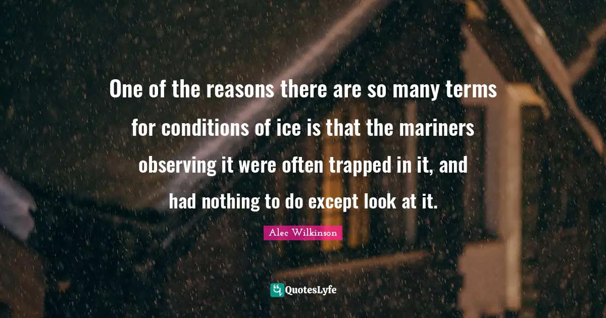 One of the reasons there are so many terms for conditions of ice is that the mariners observing it were often trapped in it, and had nothing to do except look at it.