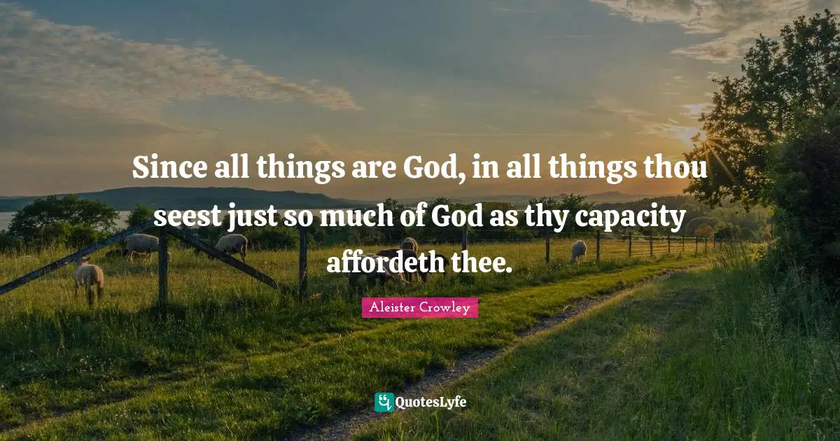 Since all things are God, in all things thou seest just so much of God as thy capacity affordeth thee.