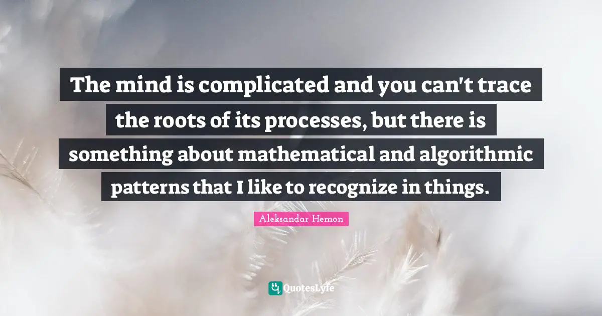 The mind is complicated and you can't trace the roots of its processes, but there is something about mathematical and algorithmic patterns that I like to recognize in things.