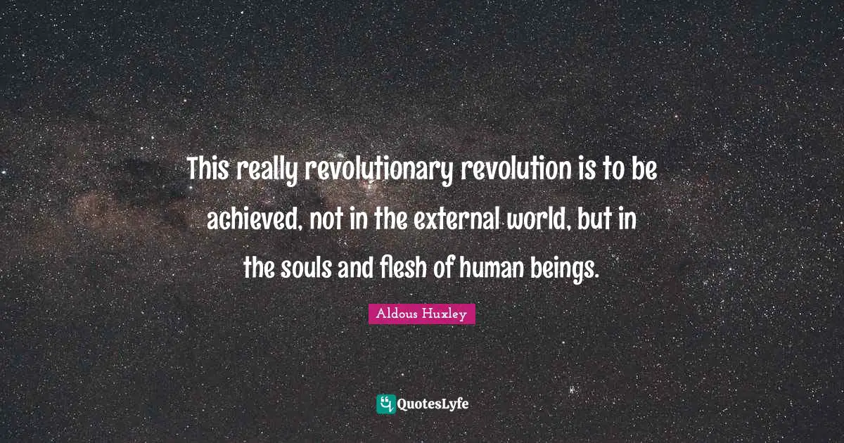 This really revolutionary revolution is to be achieved, not in the external world, but in the souls and flesh of human beings.