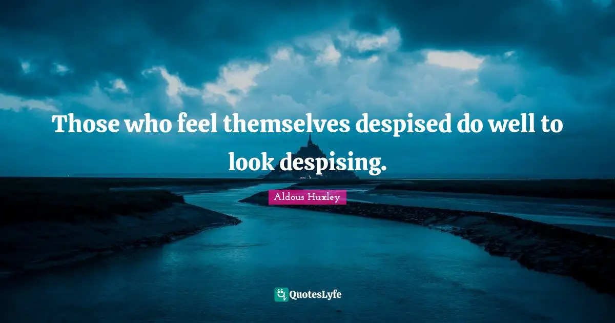 Those who feel themselves despised do well to look despising.