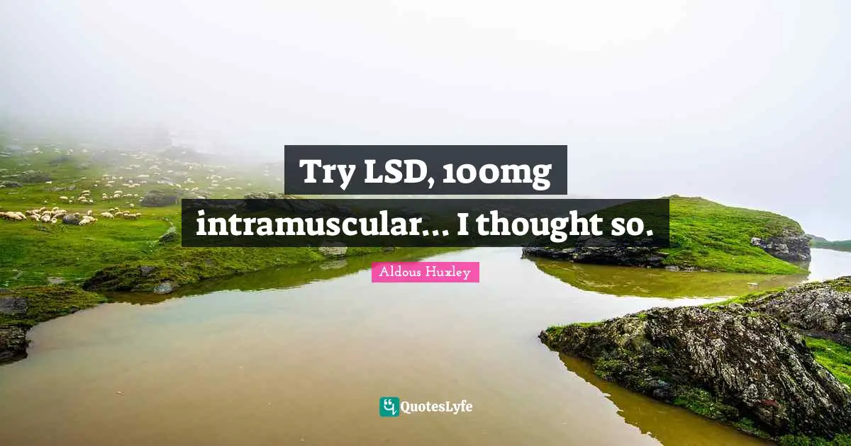 Try LSD, 100mg intramuscular... I thought so.