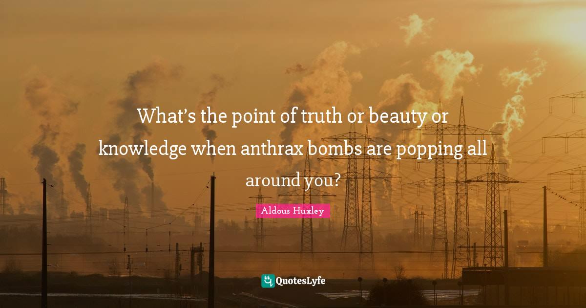 What’s the point of truth or beauty or knowledge when anthrax bombs