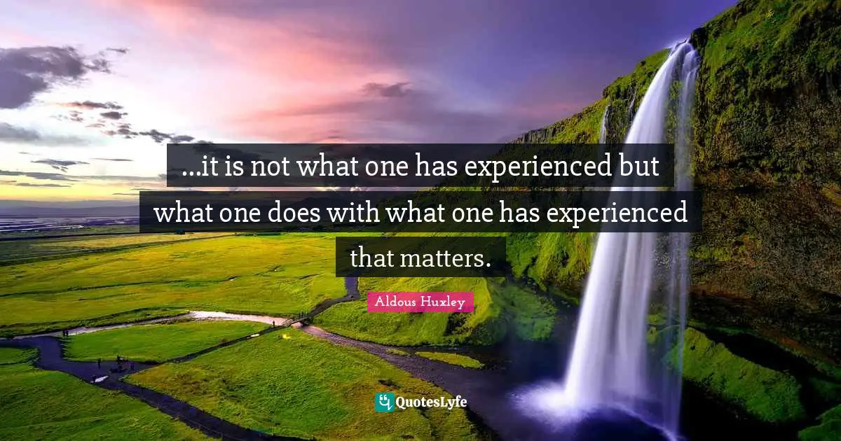 ...it is not what one has experienced but what one does with what one has experienced that matters.