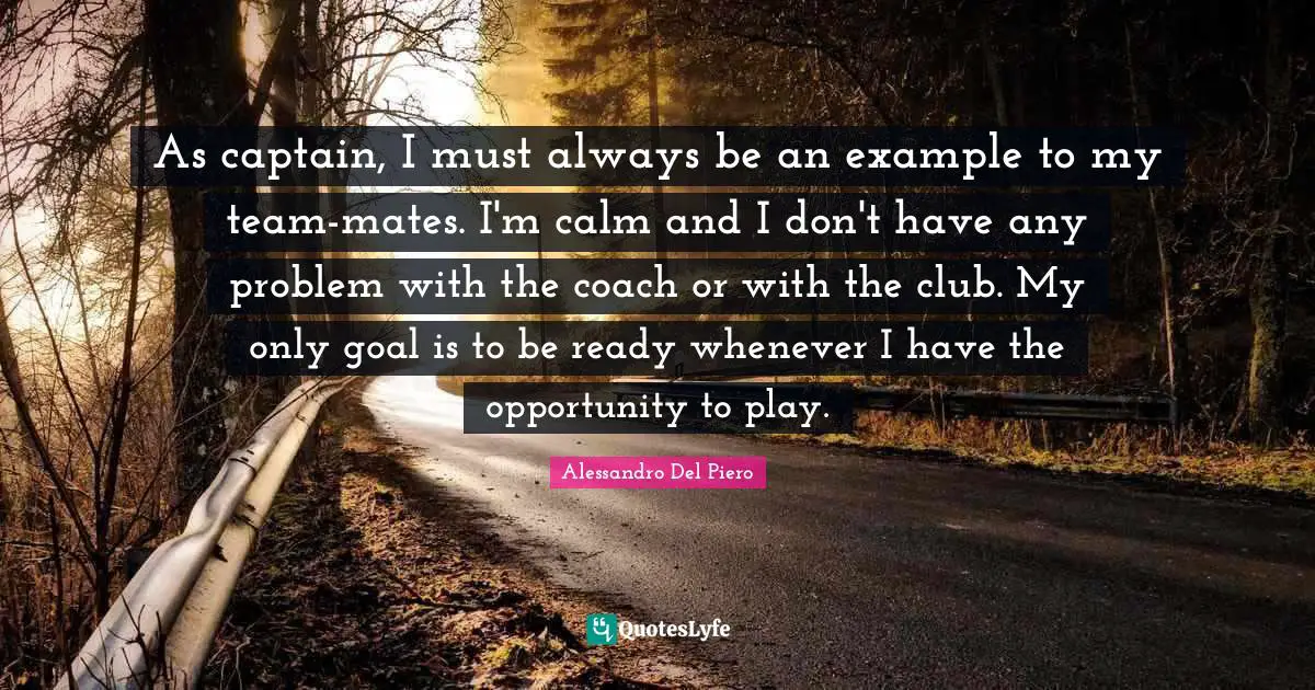 As captain, I must always be an example to my team-mates. I'm calm and I don't have any problem with the coach or with the club. My only goal is to be ready whenever I have the opportunity to play.