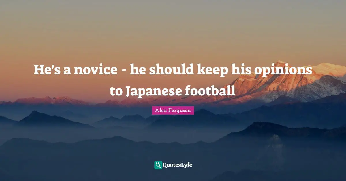 He's a novice - he should keep his opinions to Japanese football