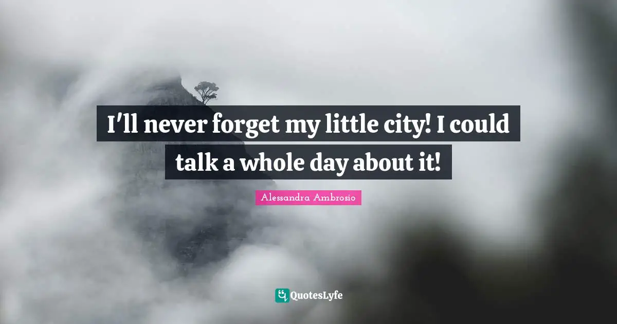 I'll never forget my little city! I could talk a whole day about it!