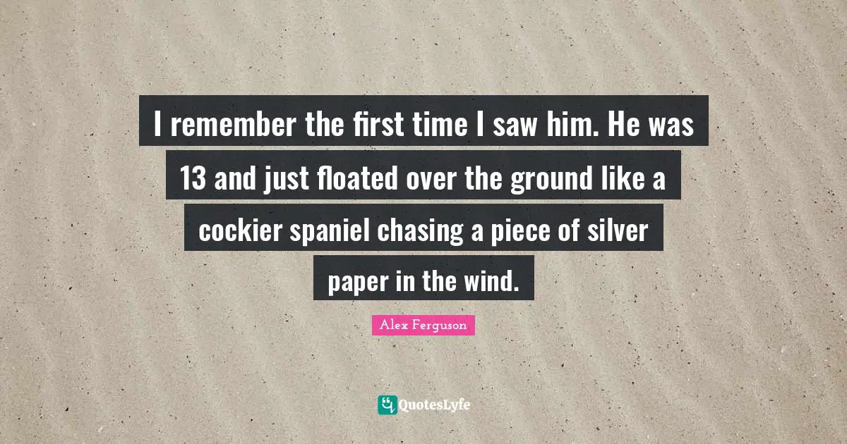 I remember the first time I saw him. He was 13 and just floated over the ground like a cockier spaniel chasing a piece of silver paper in the wind.
