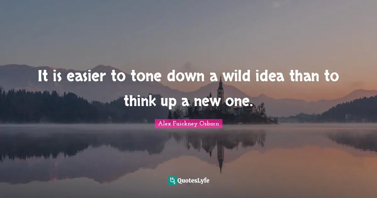 It is easier to tone down a wild idea than to think up a new one.