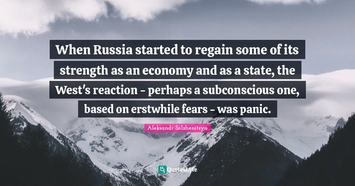 When Russia started to regain some of its strength as an economy and as a state, the West's reaction - perhaps a subconscious one, based on erstwhile fears - was panic.