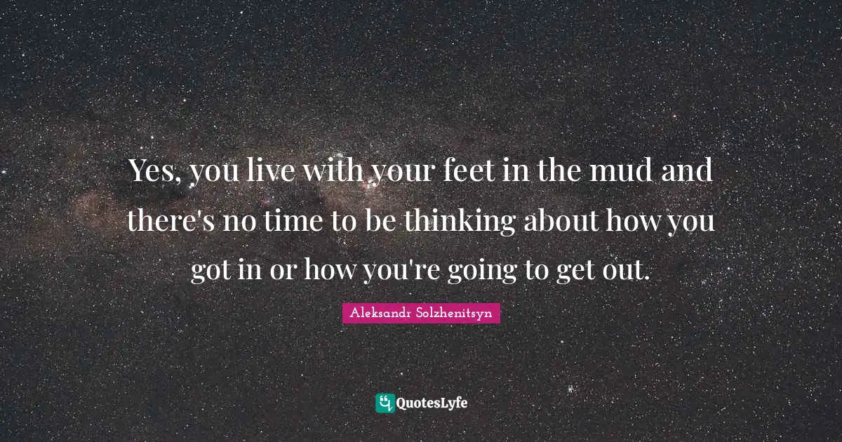 Yes, you live with your feet in the mud and there's no time to be thinking about how you got in or how you're going to get out.