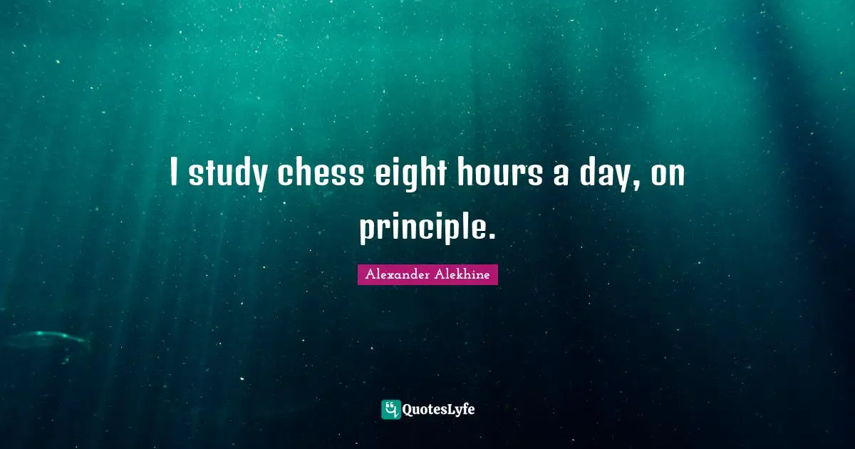 I study chess eight hours a day, on principle.