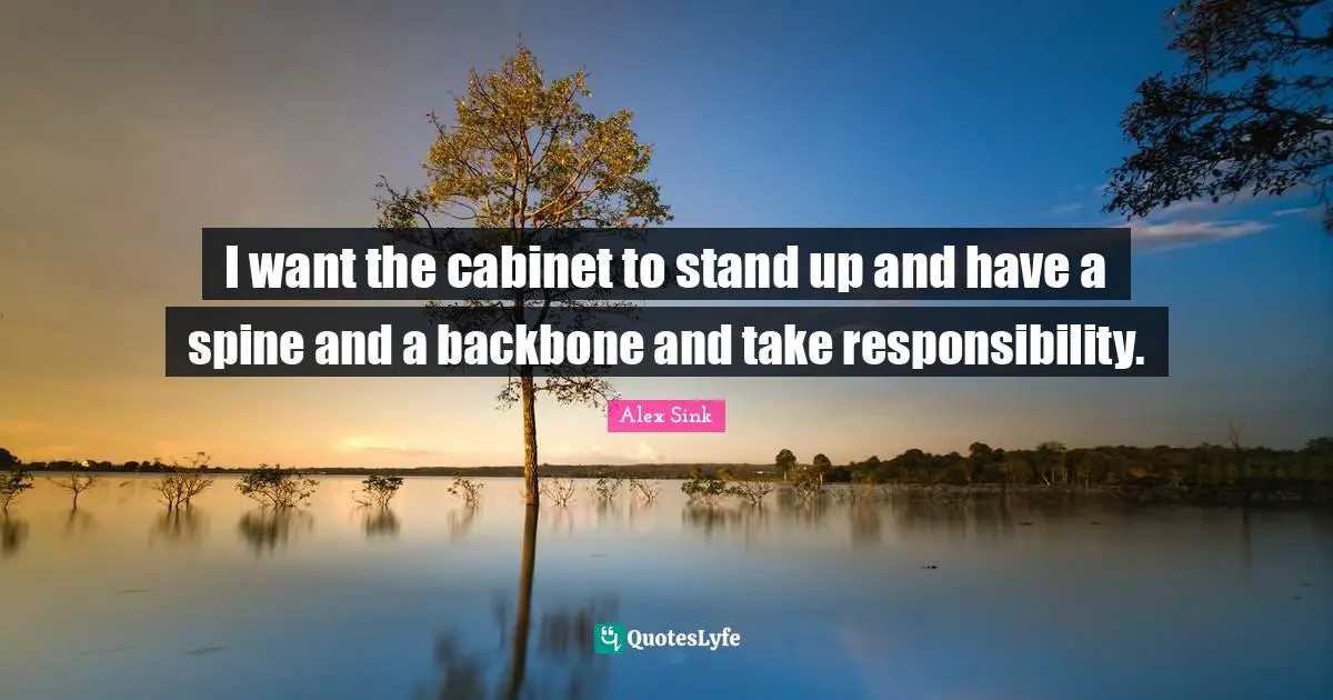 I want the cabinet to stand up and have a spine and a backbone and take responsibility.