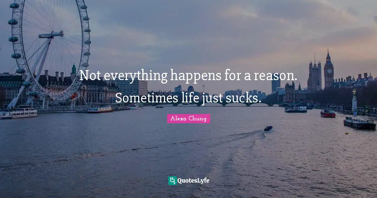 Not everything happens for a reason. Sometimes life just sucks.