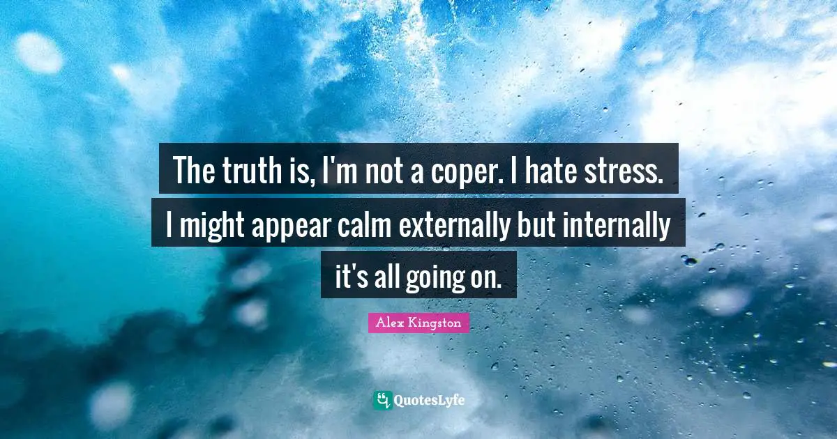 The truth is, I'm not a coper. I hate stress. I might appear calm externally but internally it's all going on.