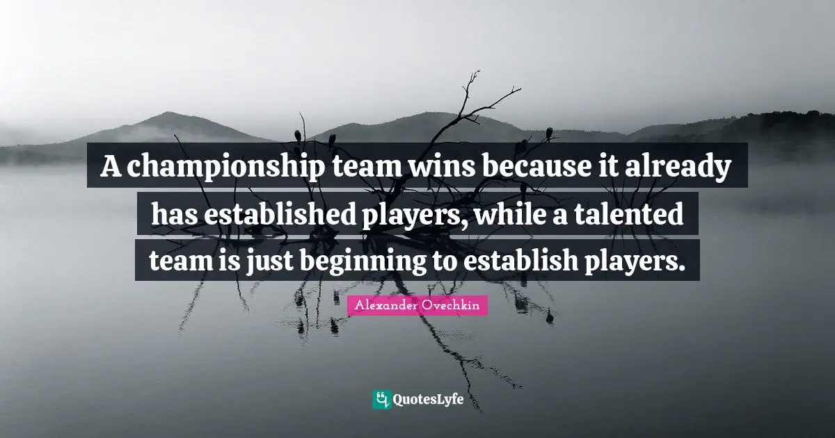 Alexander Ovechkin Quotes: "A championship team wins because it already has established players, while a talented team is just beginning to establish players."