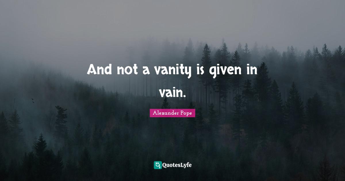 And not a vanity is given in vain.