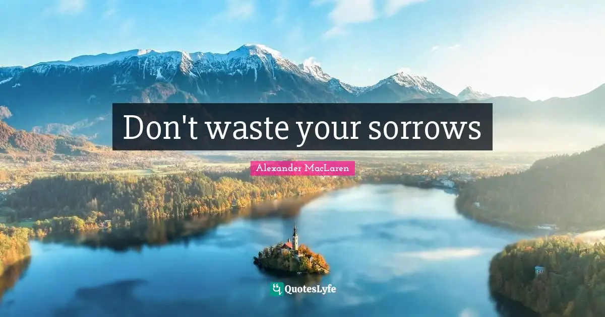 Alexander MacLaren Quotes: "Don't waste your sorrows"