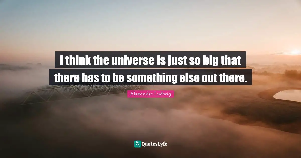 I think the universe is just so big that there has to be something else out there.