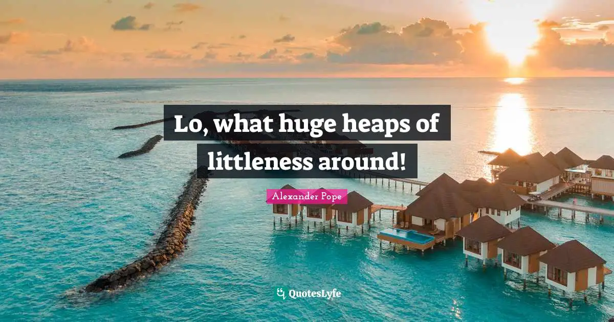 Lo, what huge heaps of littleness around!