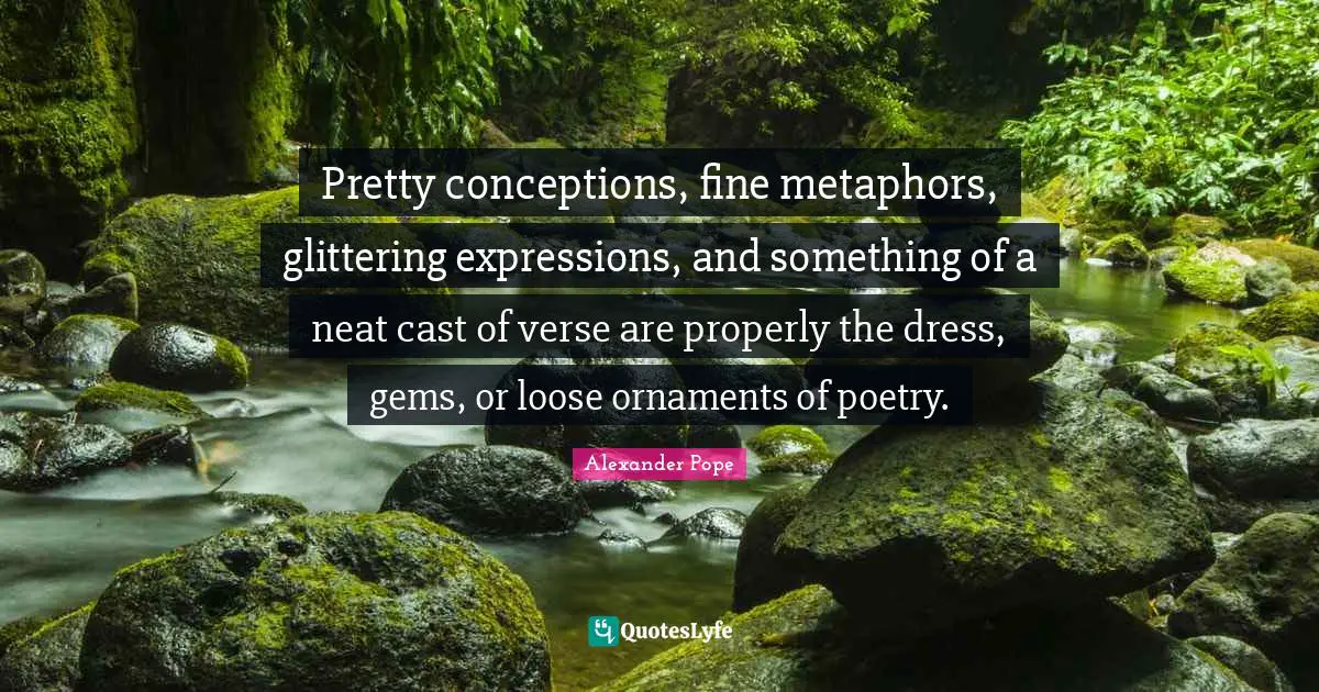 Pretty conceptions, fine metaphors, glittering expressions, and something of a neat cast of verse are properly the dress, gems, or loose ornaments of poetry.