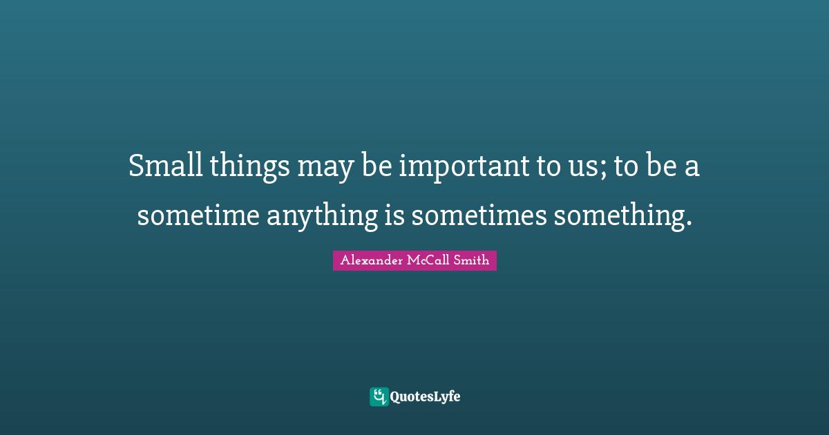 Small things may be important to us; to be a sometime anything is sometimes something.
