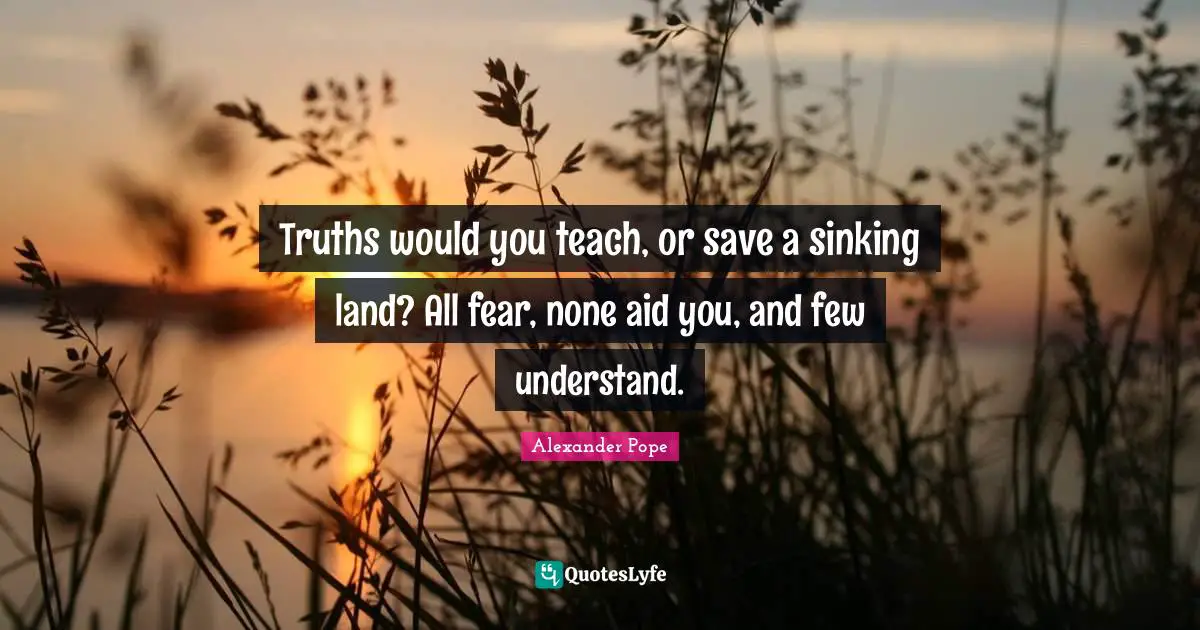 Truths would you teach, or save a sinking land? All fear, none aid you, and few understand.