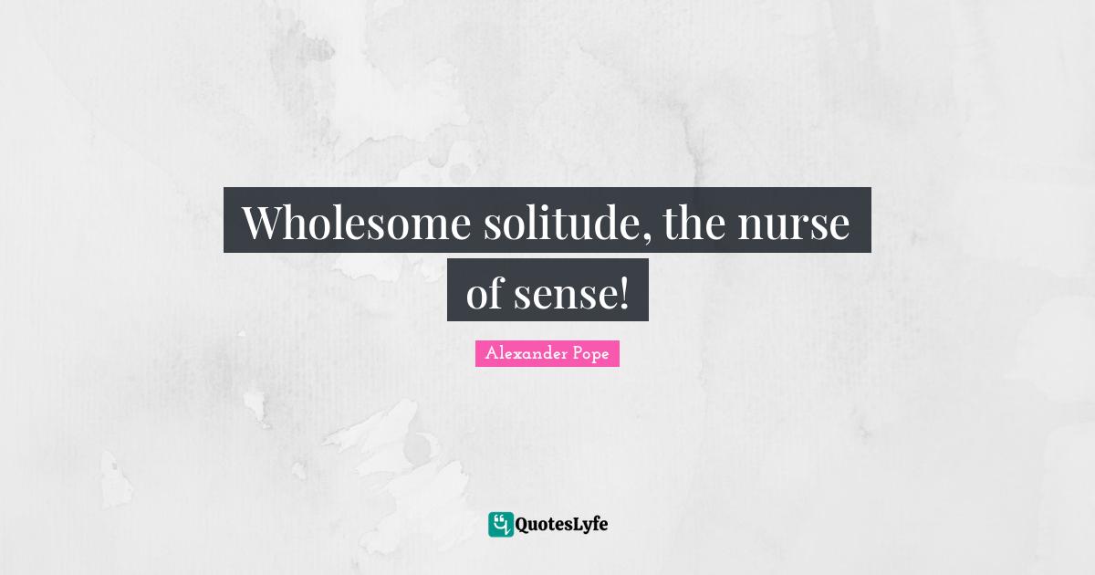 Wholesome solitude, the nurse of sense!