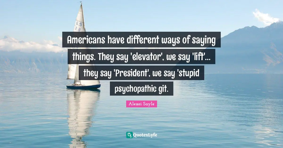 Americans have different ways of saying things. They say 'elevator', we say 'lift'... they say 'President', we say 'stupid psychopathic git.