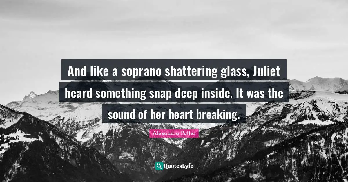 And like a soprano shattering glass, Juliet heard something snap deep inside. It was the sound of her heart breaking.