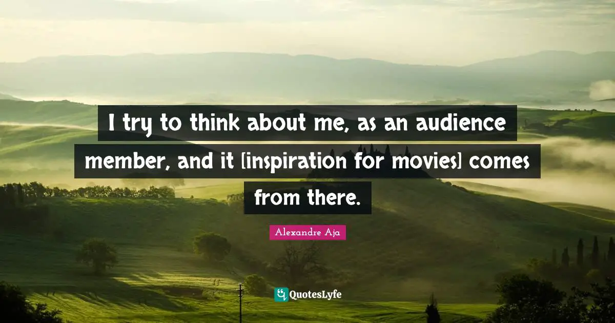 I try to think about me, as an audience member, and it [inspiration for movies] comes from there.