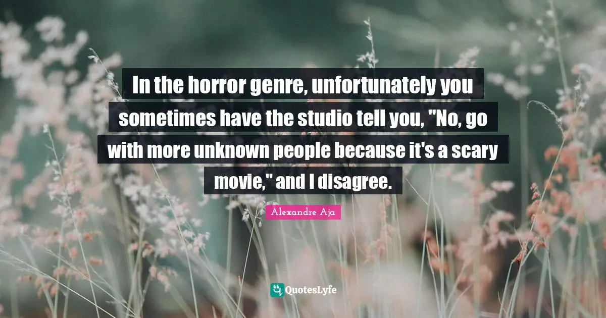 In the horror genre, unfortunately you sometimes have the studio tell you, "No, go with more unknown people because it's a scary movie," and I disagree.