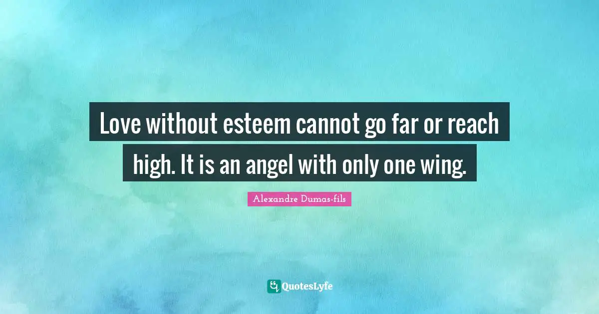Love without esteem cannot go far or reach high. It is an angel with only one wing.