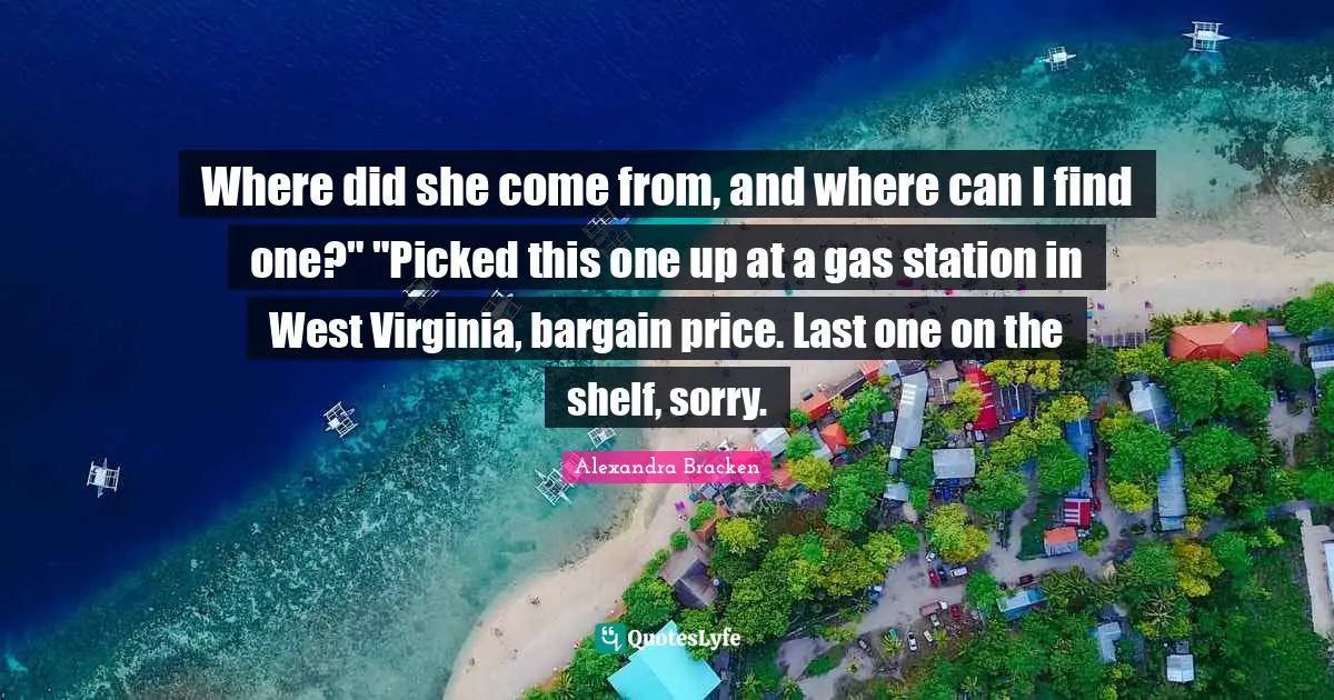 Where did she come from, and where can I find one?" "Picked this one up at a gas station in West Virginia, bargain price. Last one on the shelf, sorry.