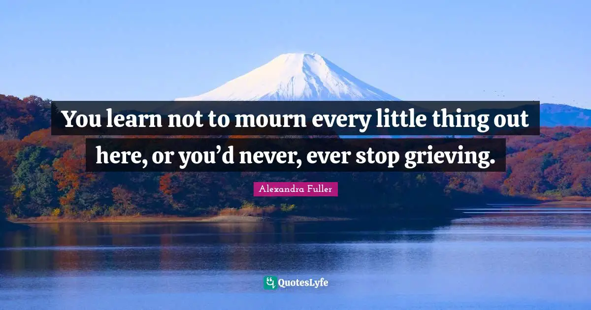 Grieving Quotes: "You learn not to mourn every little thing out here, or you’d never, ever stop grieving."