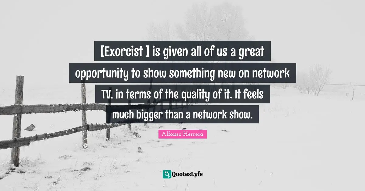 [Exorcist ] is given all of us a great opportunity to show something new on network TV, in terms of the quality of it. It feels much bigger than a network show.