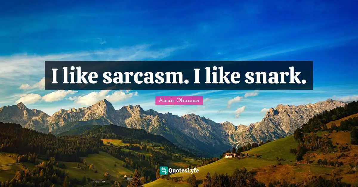 I like sarcasm. I like snark.