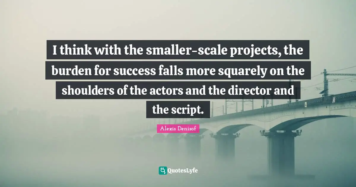 I think with the smaller-scale projects, the burden for success falls more squarely on the shoulders of the actors and the director and the script.