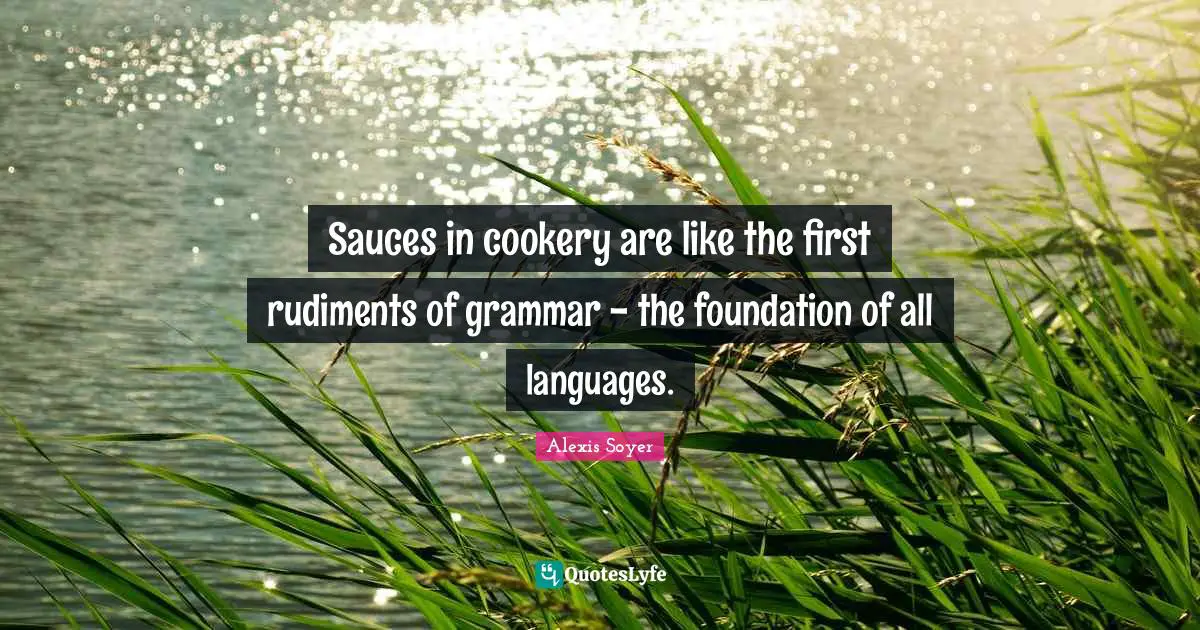 Sauces in cookery are like the first rudiments of grammar - the foundation of all languages.