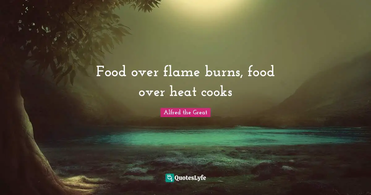 Cooks Quotes: "Food over flame burns, food over heat cooks"