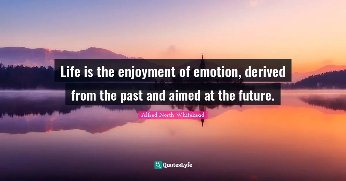 Life is the enjoyment of emotion, derived from the past and aimed at the future.