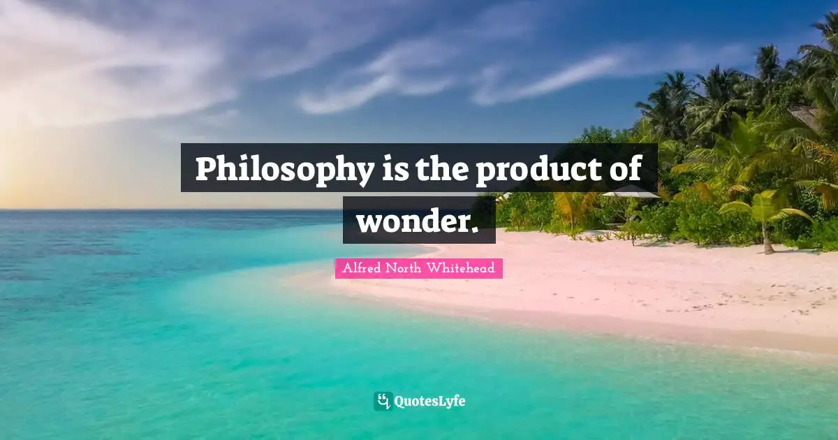 Philosophy is the product of wonder.