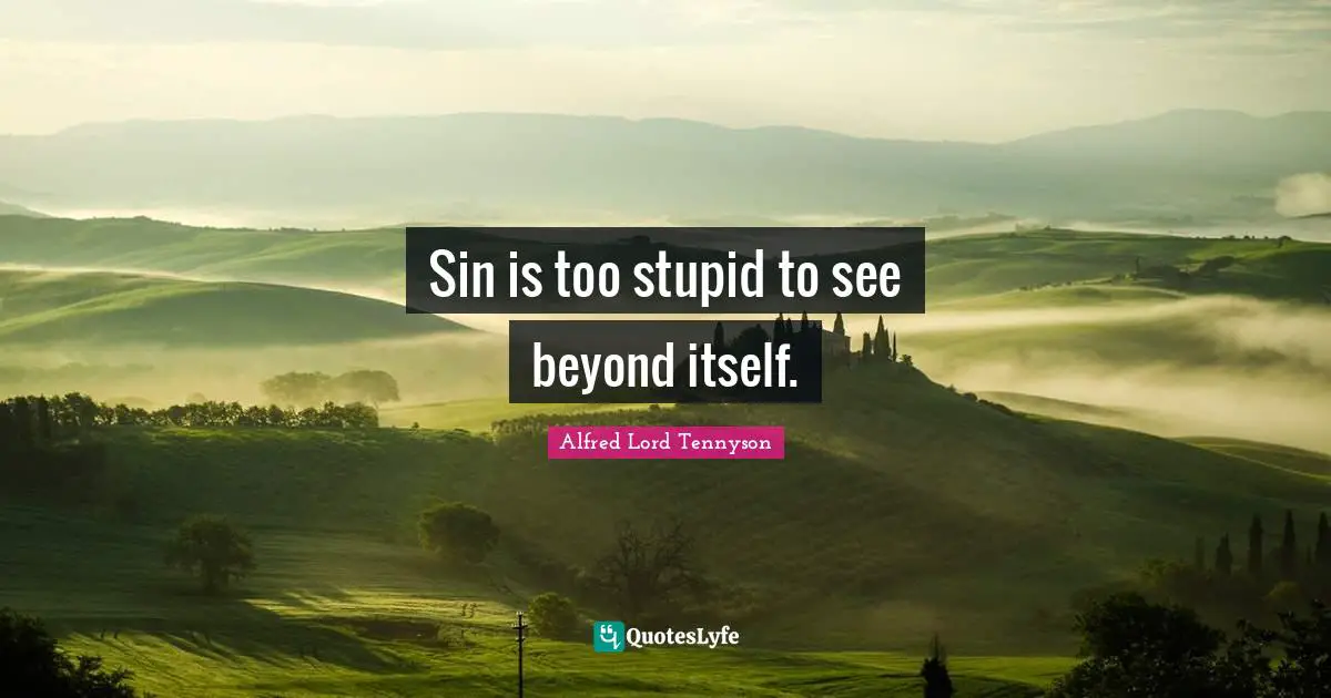 Sin is too stupid to see beyond itself.